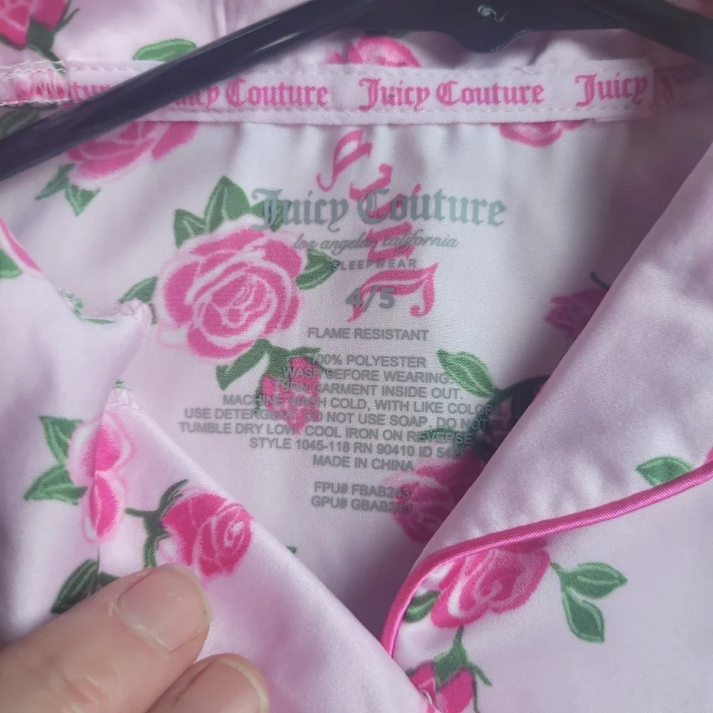 Juicy Couture Pink Rose Pajama Set‎ Sleepwear Girls 4/5